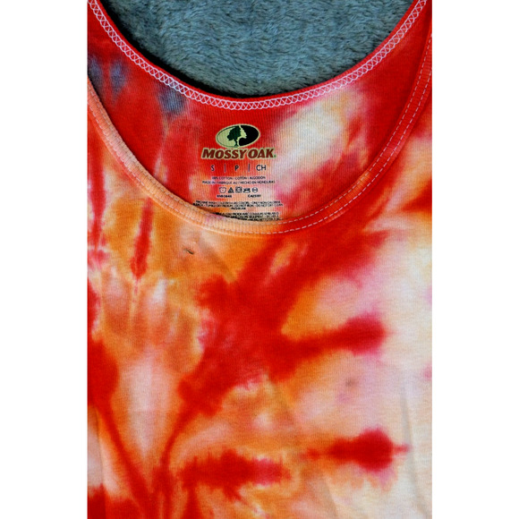 Mossy Oak Tank Top Small Spiral Tie‑Dye Red Orange Artisan Hand Dyed Cotton - Picture 7 of 7